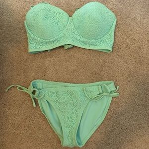 Xhilaration Two Piece Lace Mint Swimsuit (L/XL)